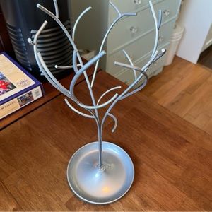 Umbra silver-painted metal jewellery "tree" for storage and display 16" tall